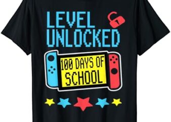 100 days of school shirt boys Unlocked Gamer Video Games T-Shirt