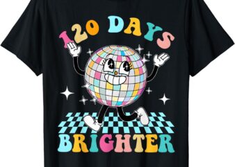 120 Days Brighter Happy 120th Day Of School Groovy Boy Girl T-Shirt