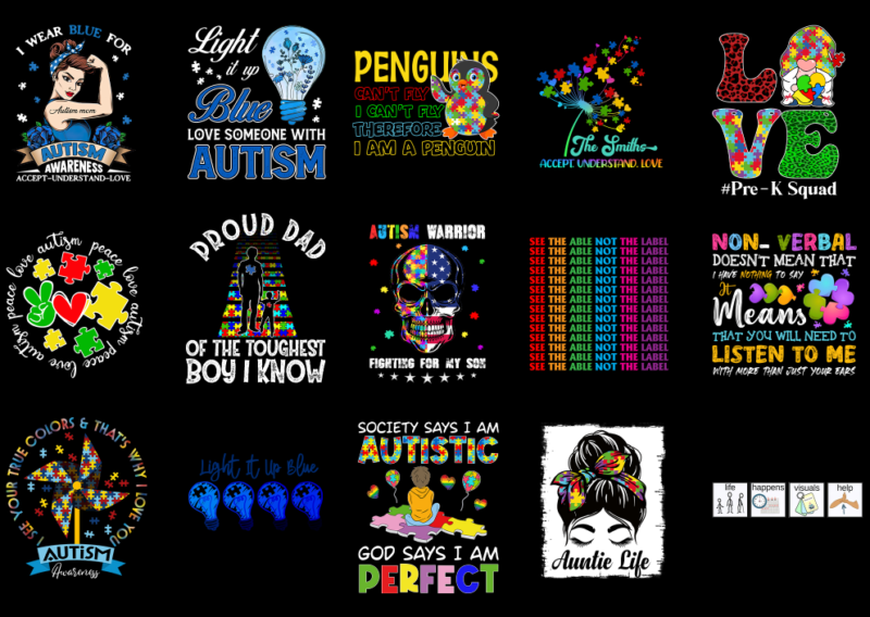 15 Autism Awareness Shirt Designs Bundle P17, Autism Awareness T-shirt, Autism Awareness png file, Autism Awareness digital file, Autism Awa