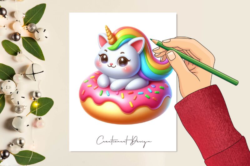 Cat Unicorn and Donut Sublimation