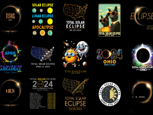 15 total solar eclipse 2024 shirt designs bundle p2, total solar eclipse 2024 t-shirt, total solar eclipse 2024 png file, total solar eclips