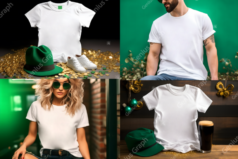 St Patrick’s Day T-shirt Mockup Bundle