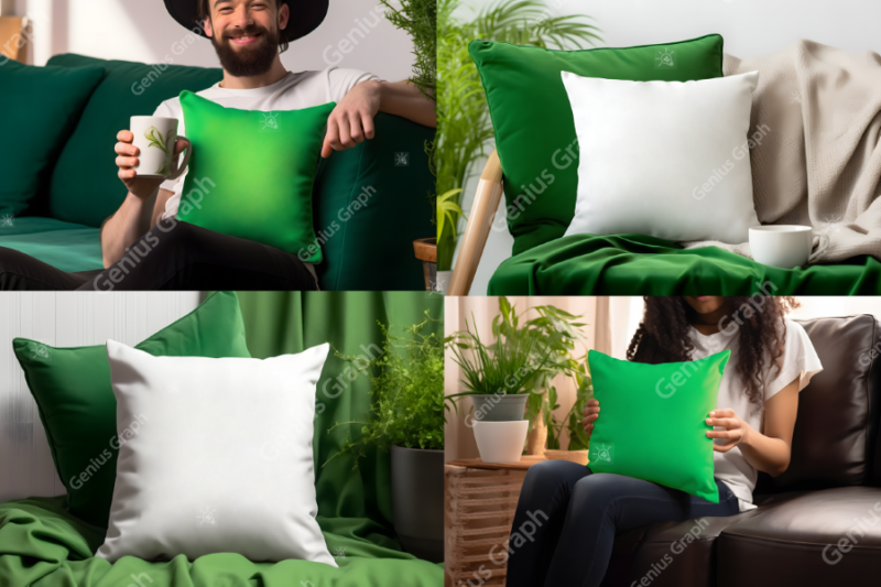 St Patrick’s Pillow Mockup Bundle