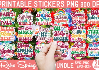 Retro Spring SVG Sticker Bundle,Spring DIGITAL STICKERS for digital,Spring SVG Bundle, Spring Shirt Svg for Cricut, Flower Market Svg, Hello