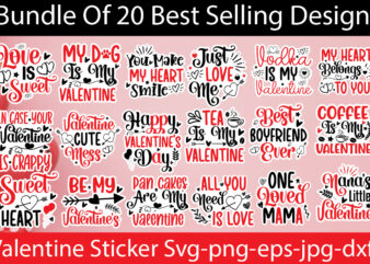 Valentine Sticker SVG Bundle,Valentines Day Sticker Bundle,Valentine’s Day Sticker Bundle, Valentine’s SVG and PNG, Retro Valentine Stickers