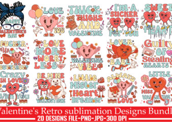 Retro valentines png sublimation bundle,valentines sublimation design,retro valentine png bundle, groovy valentine png, valentine png, love