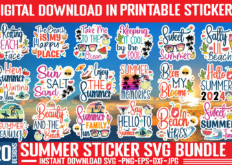 Summer Sticker SVG Bundle, Printable SVG,Summer Sticker T-shirt Bundle,Summer Sticker SVG Bundle, Printable SVG,Retro Summer Svg Png Bundle,