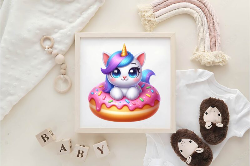 Cat Unicorn and Donut Sublimation