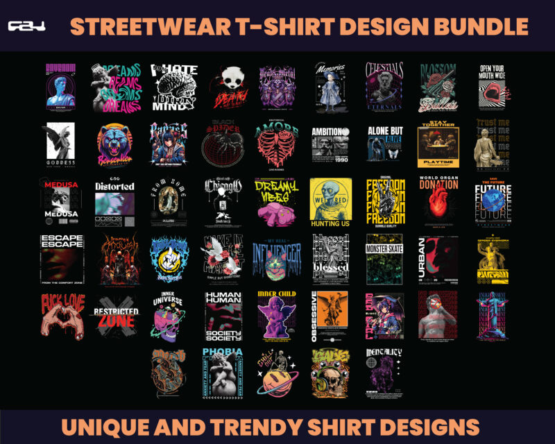 t-shirt vector 150 Urban Streetwear Designs, T-shirt Design bundle, Streetwear Designs, Aesthetic Design, shirt designs, Graphics shirt, DTF, DTG