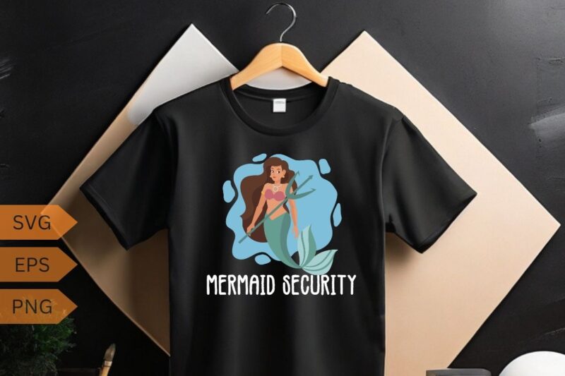 Mermaid Security Merman Tridents Fun Halloween Costume Party T-Shirt design vector, Mermaid Security shirt, Merman Tridents, Fun Halloween
