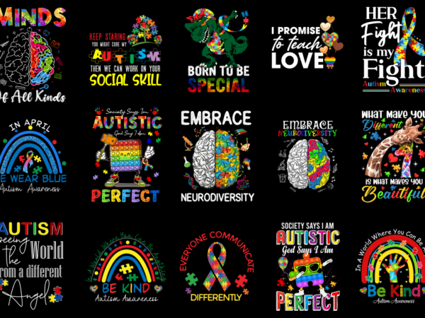 15 autism awareness shirt designs bundle p3, autism awareness t-shirt, autism awareness png file, autism awareness digital file, autism awar