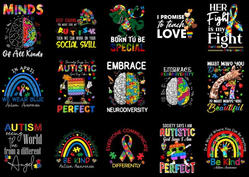 15 Autism Awareness Shirt Designs Bundle P3, Autism Awareness T-shirt, Autism Awareness png file, Autism Awareness digital file, Autism Awar
