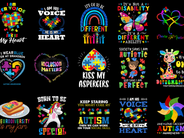 15 autism awareness shirt designs bundle p4, autism awareness t-shirt, autism awareness png file, autism awareness digital file, autism awar