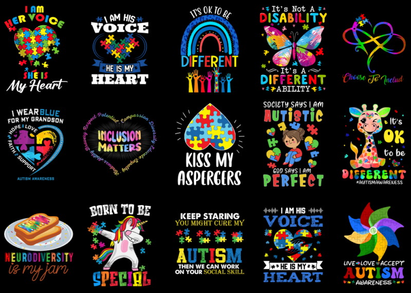 15 Autism Awareness Shirt Designs Bundle P4, Autism Awareness T-shirt, Autism Awareness png file, Autism Awareness digital file, Autism Awar