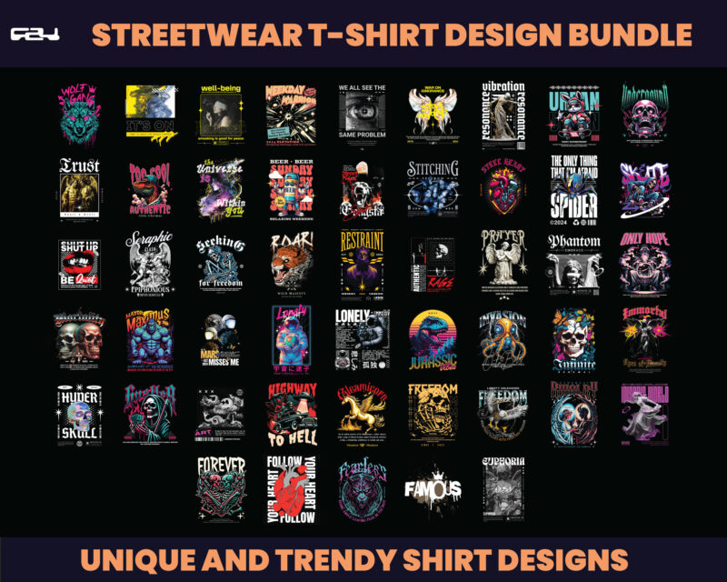 t-shirt vector 150 Urban Streetwear Designs, T-shirt Design bundle, Streetwear Designs, Aesthetic Design, shirt designs, Graphics shirt, DTF, DTG