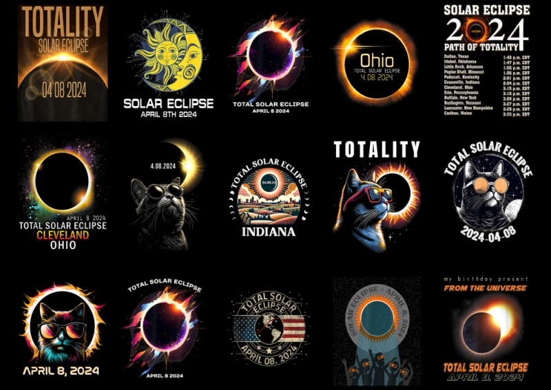 15 Total Solar Eclipse 2024 Shirt Designs Bundle P4, Total Solar Eclipse 2024 T-shirt, Total Solar Eclipse 2024 png file, Total Solar Eclips