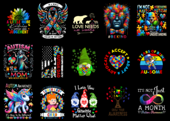 15 Autism Awareness Shirt Designs Bundle P5, Autism Awareness T-shirt, Autism Awareness png file, Autism Awareness digital file, Autism Awar
