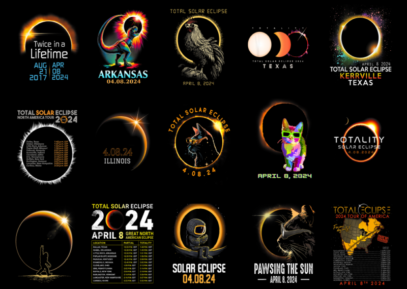 15 Total Solar Eclipse 2024 Shirt Designs Bundle P5, Total Solar Eclipse 2024 T-shirt, Total Solar Eclipse 2024 png file, Total Solar Eclips