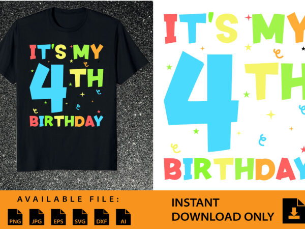 Kids it’s my 4th birthday boy 4 toddler girl four happy birthday t-shirt