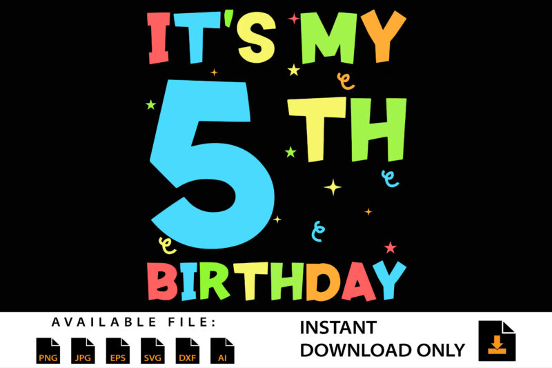 Kids It’s My 5th Birthday Boy 5 Toddler Girl FIVE Happy Birthday T-Shirt