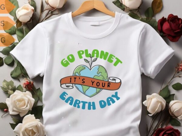 Go planet its your earth day 2024 teacher kids groovy t-shirt design vector, earth, conservation, eco, environmental, global, globe, planet