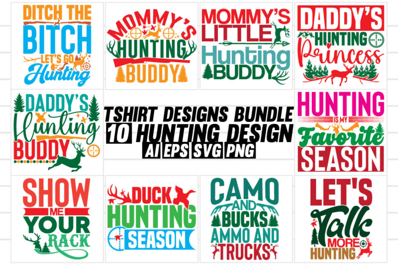 hunting 10 typography graphic vintage style design, animals wildlife hunting quote, hunter badge bundle design gift saying