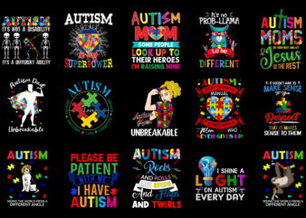 15 Autism Awareness Shirt Designs Bundle P8, Autism Awareness T-shirt, Autism Awareness png file, Autism Awareness digital file, Autism Awar