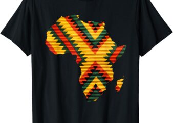 African Map Kente Art Pattern Men Women Black History Month T-Shirt