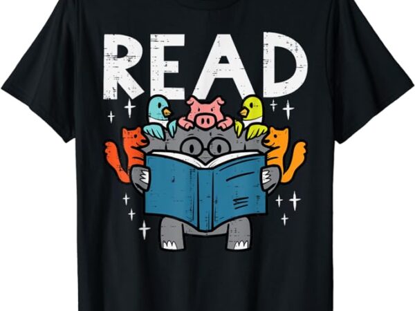 Animals read reading book librarian across america kids t-shirt
