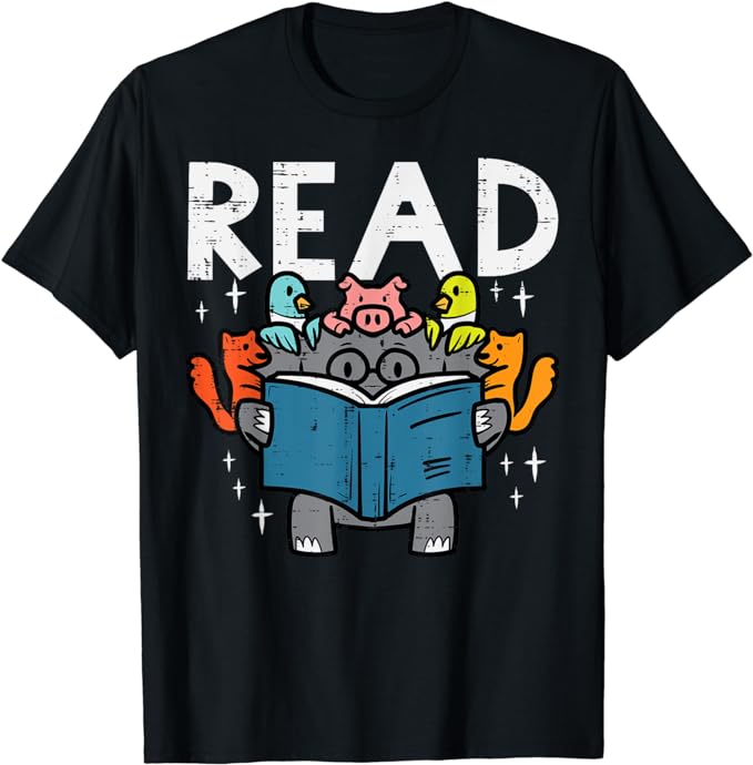 Animals Read Reading Book Librarian Across America Kids T-Shirt