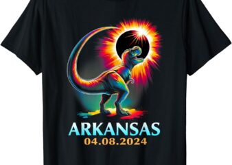 Arkansas Totality Total Solar Eclipse 2024 T Rex Dinosaur T-Shirt