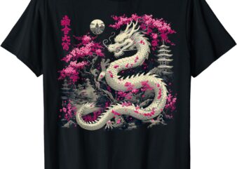 Asian Cherry Blossom Chinese Dragon T-Shirt