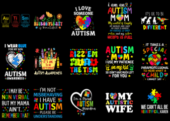 15 autism awareness shirt designs bundle p1 cl, autism awareness t-shirt, autism awareness png file, autism awareness digital file, autism a