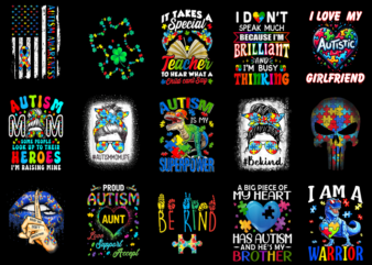 15 Autism Awareness Shirt Designs Bundle P8 CL, Autism Awareness T-shirt, Autism Awareness png file, Autism Awareness digital file, Autism A