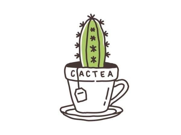 Cactea cactus and tea t shirt vector file