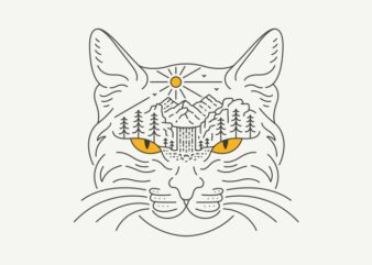 Wild Cat and Wild Nature t shirt design for sale