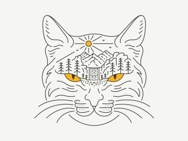 Wild cat and wild nature t shirt design for sale