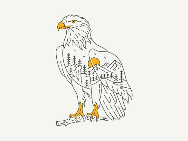 Wild eagle and wild nature t shirt design for sale