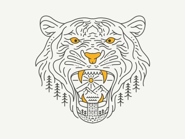 Wild tiger and wild nature t shirt design for sale