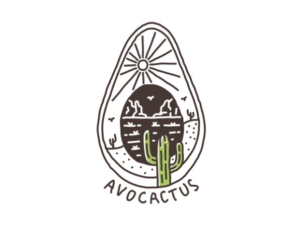 Avocactus avocado cactus t shirt vector