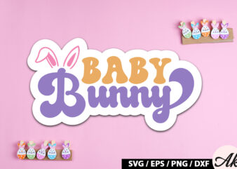Baby bunny Retro Sticker t shirt template
