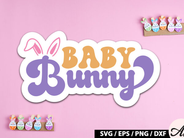Baby bunny retro sticker t shirt template