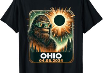 Bigfoot Ohio Total Solar Eclipse 2024 With Eclipse Glasses T-Shirt