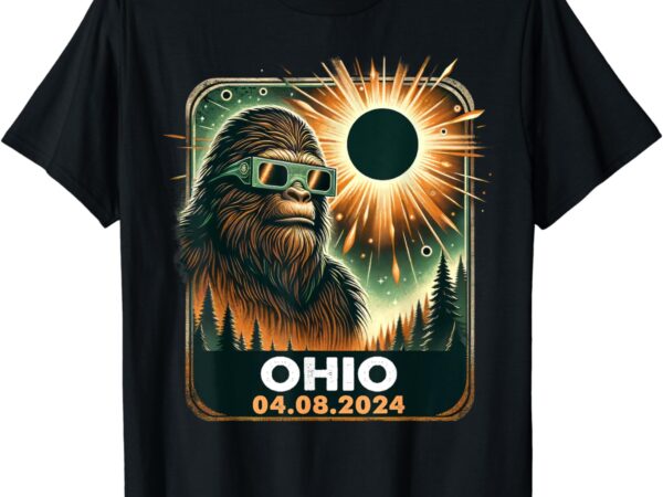 Bigfoot ohio total solar eclipse 2024 with eclipse glasses t-shirt