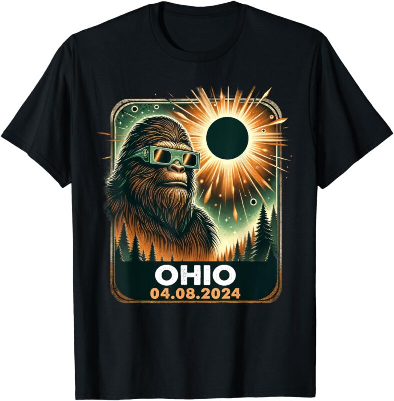 Bigfoot Ohio Total Solar Eclipse 2024 With Eclipse Glasses T-Shirt