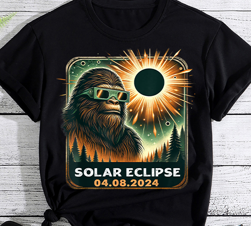 Bigfoot solar eclipse 2024 with eclipse glasses t-shirt