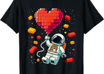 Blocks Building Astronaut Valentine’s Day Master Builder T-Shirt