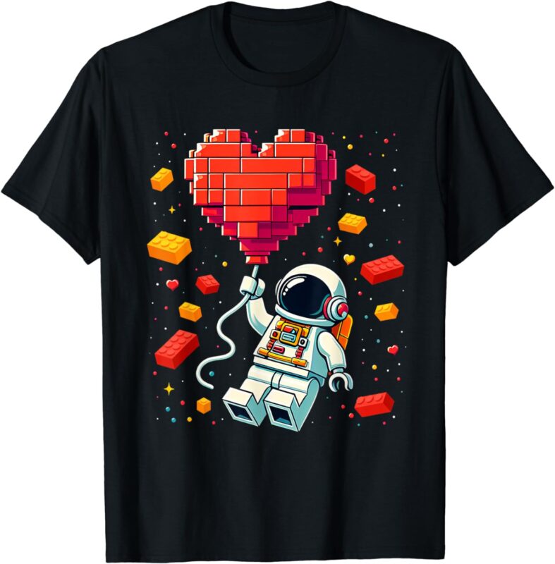 Blocks Building Astronaut Valentine’s Day Master Builder T-Shirt