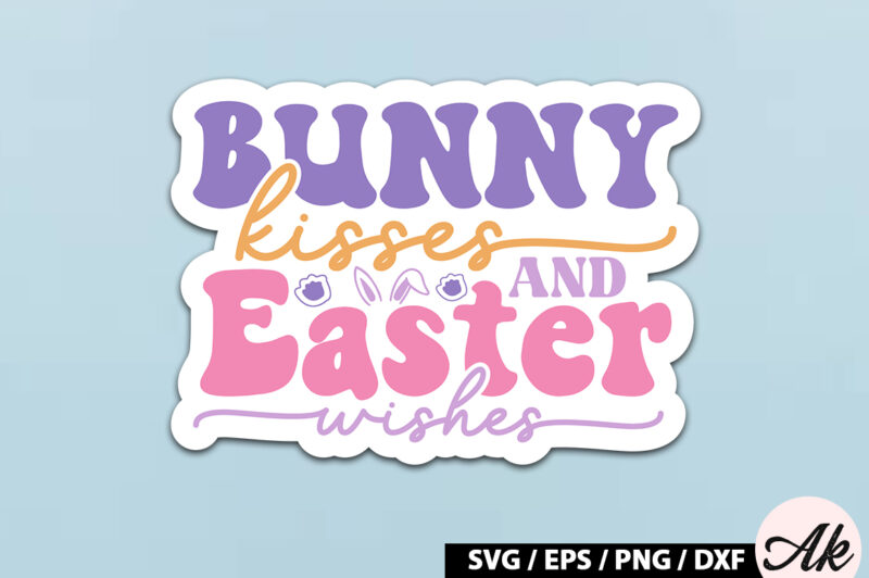 Bunny kisses and easter wishes Retro Sticker