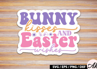 Bunny kisses and easter wishes retro sticker